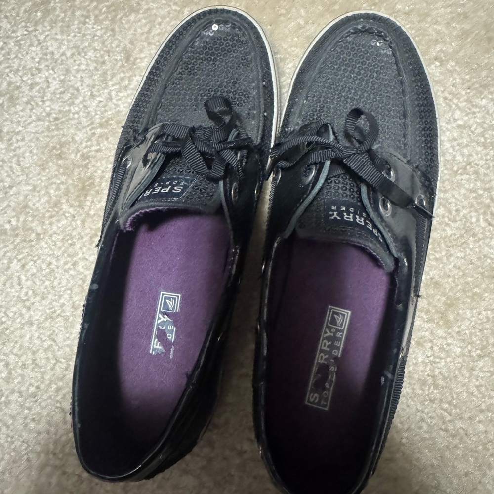 Sperry Black Sequin Loafers